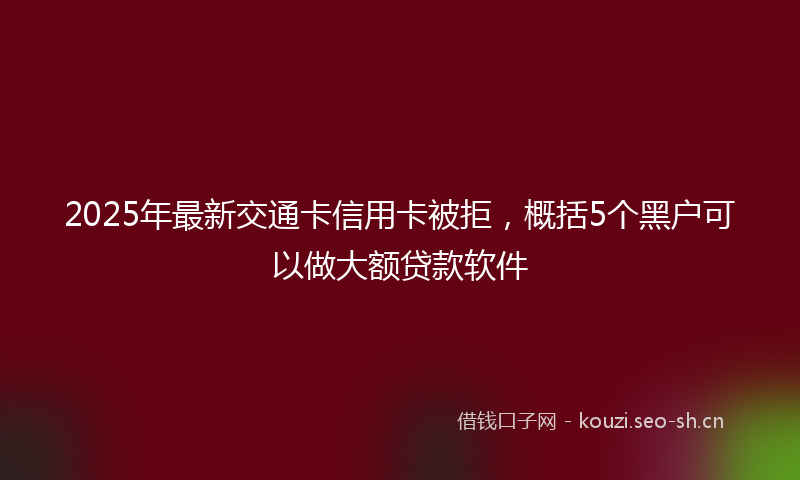 2025年最新交通卡信用卡被拒，概括5个黑户可以做大额贷款软件