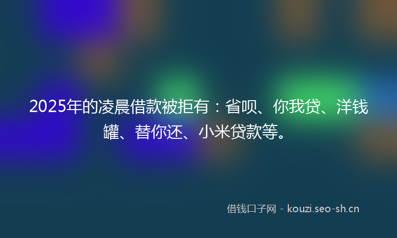 2025年的凌晨借款被拒有:省呗、你我贷、洋钱罐、替你还、小米贷款等。