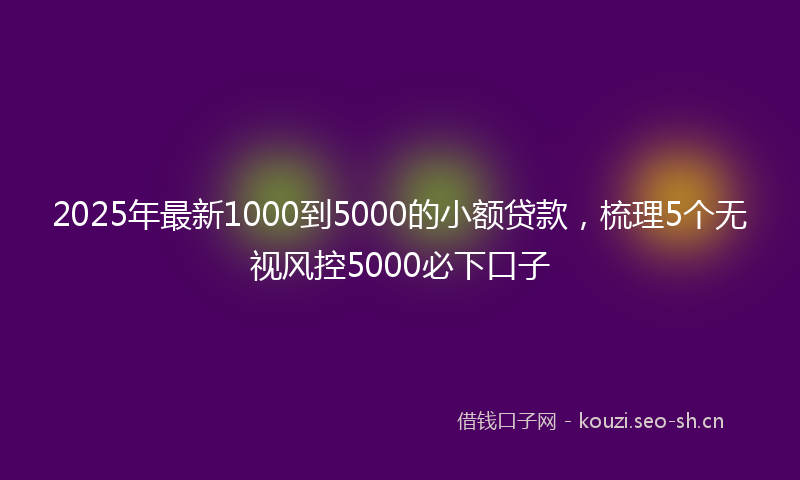 2025年最新1000到5000的小额贷款,梳理5个无视风控5000必下口子