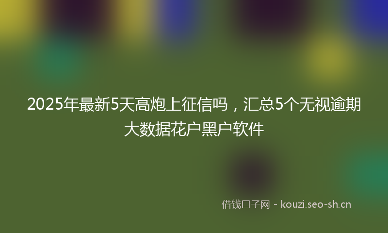 2025年最新5天高炮上征信吗，汇总5个无视逾期大数据花户黑户软件