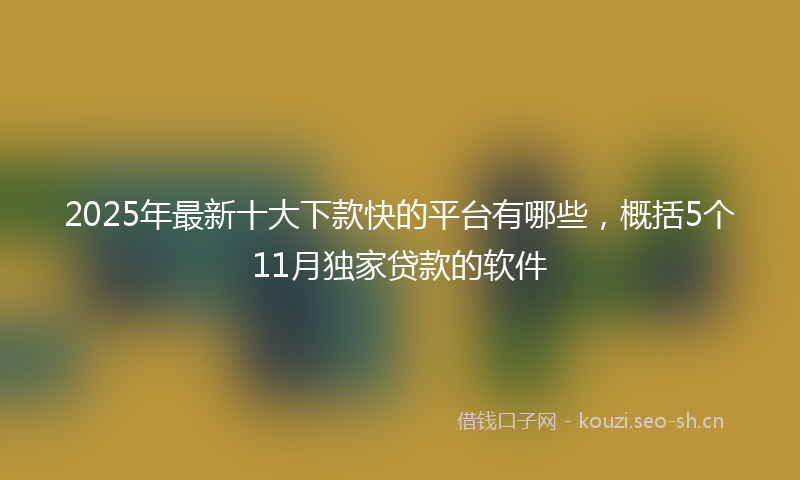 2025年最新十大下款快的平台有哪些，概括5个11月独家贷款的软件