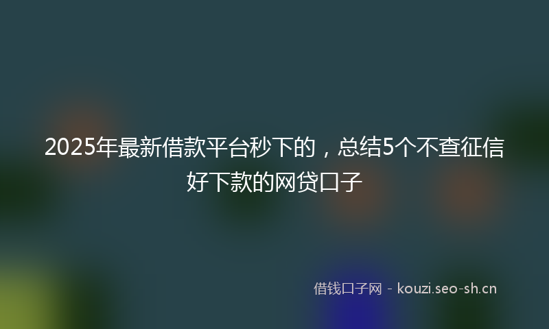 2025年最新借款平台秒下的，总结5个不查征信好下款的网贷口子