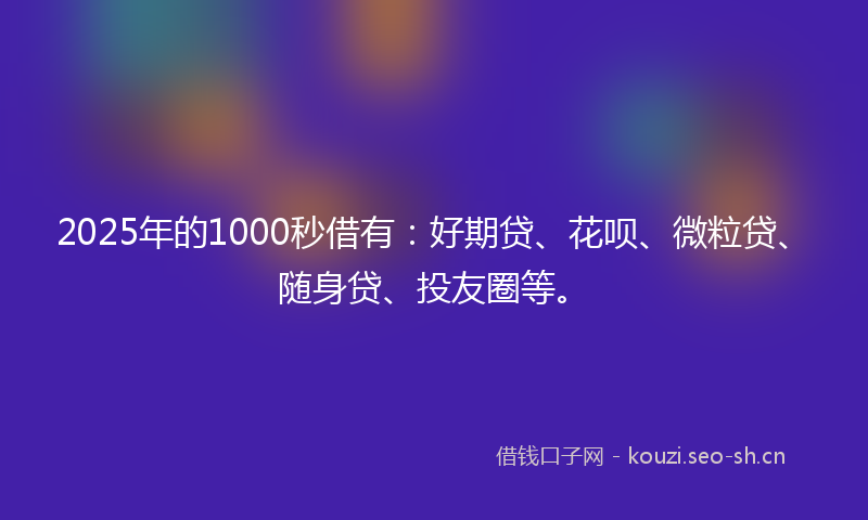 2025年的1000秒借有：好期贷、花呗、微粒贷、随身贷、投友圈等。