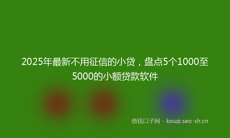 2025年最新不用征信的小贷，盘点5个1000至5000的小额贷款软件