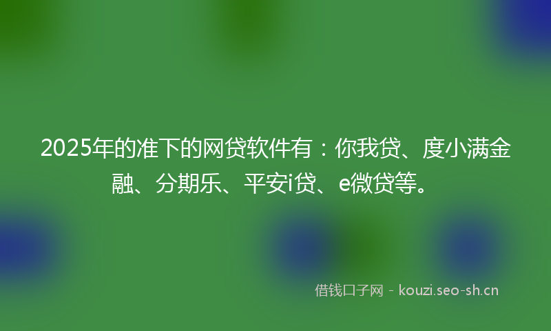 2025年的准下的网贷软件有：你我贷、度小满金融、分期乐、平安i贷、e微贷等。