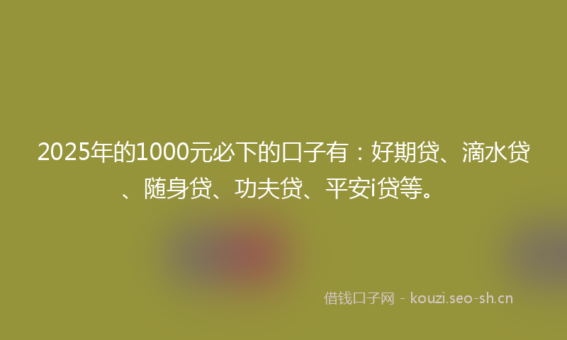 2025年的1000元必下的口子有：好期贷、滴水贷、随身贷、功夫贷、平安i贷等。