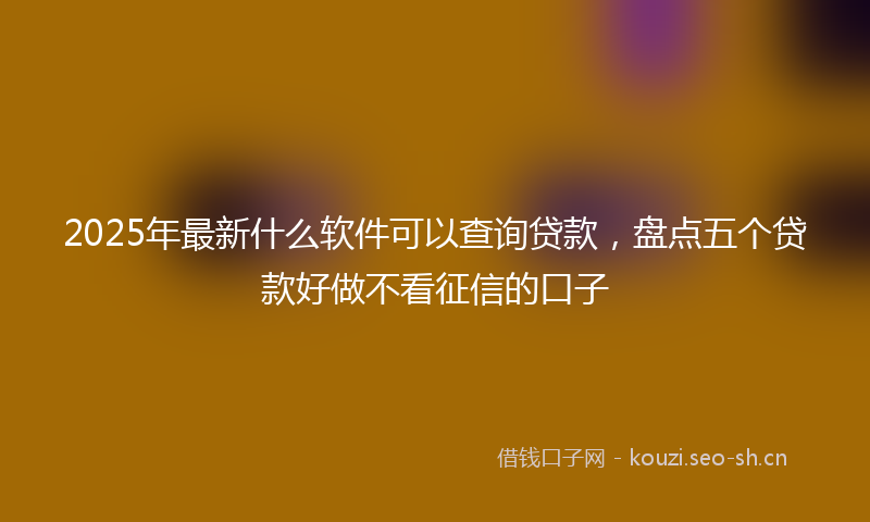 2025年最新什么软件可以查询贷款,盘点五个贷款好做不看征信的口子