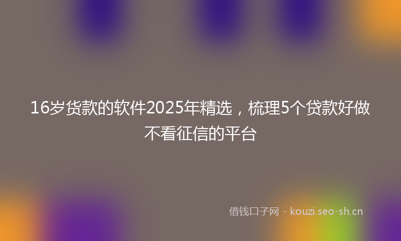16岁货款的软件2025年精选，梳理5个贷款好做不看征信的平台
