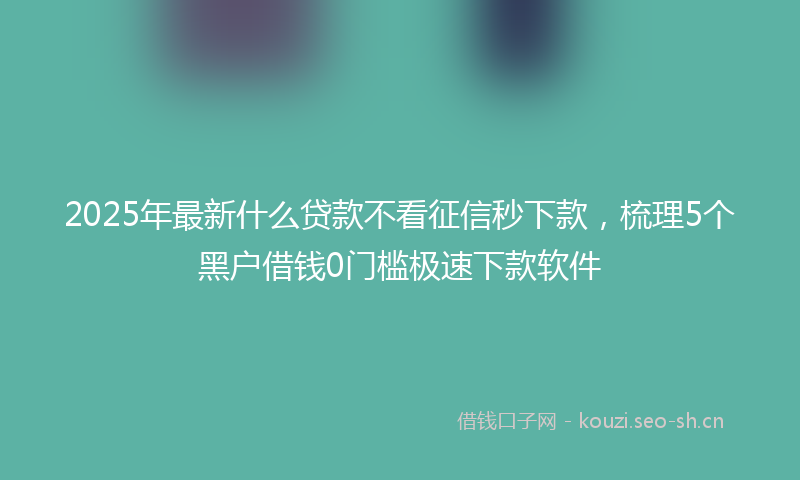 2025年最新什么贷款不看征信秒下款，梳理5个黑户借钱0门槛极速下款软件
