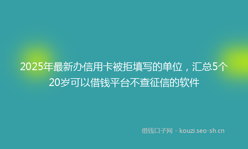 2025年最新办信用卡被拒填写的单位，汇总5个20岁可以借钱平台不查征信的软件