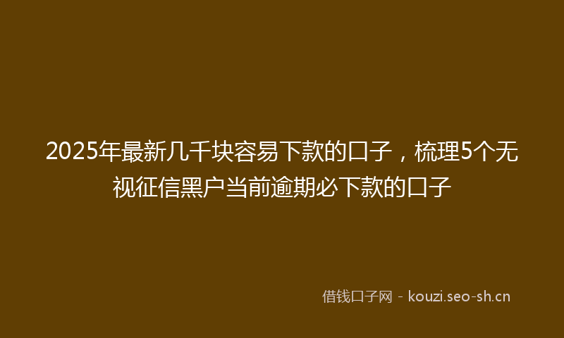 2025年最新几千块容易下款的口子，梳理5个无视征信黑户当前逾期必下款的口子