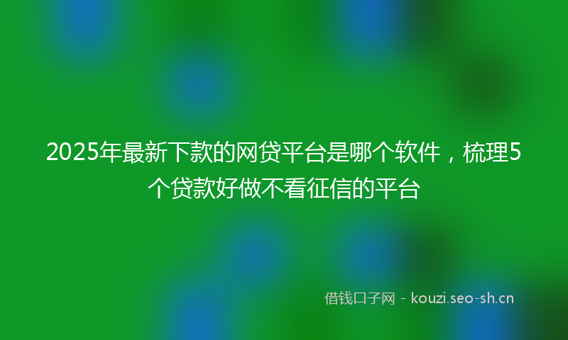 2025年最新下款的网贷平台是哪个软件，梳理5个贷款好做不看征信的平台