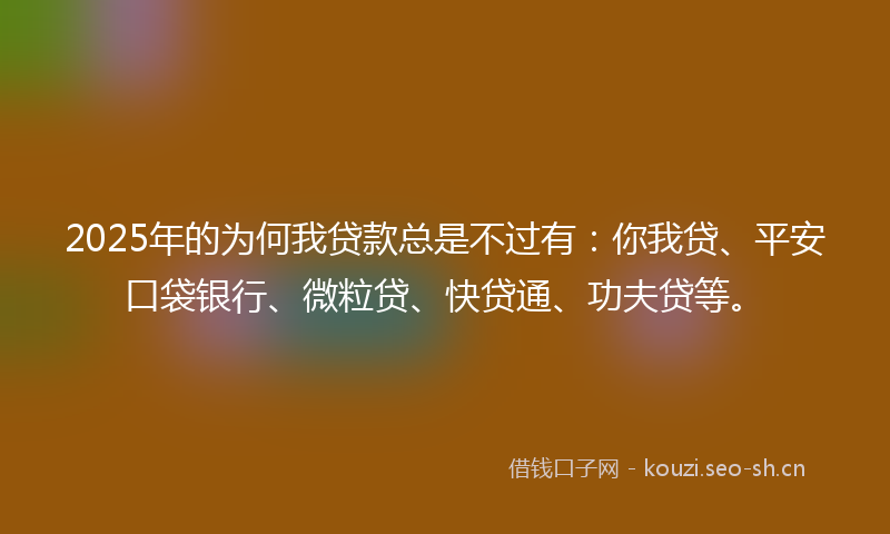 2025年的为何我贷款总是不过有：你我贷、平安口袋银行、微粒贷、快贷通、功夫贷等。
