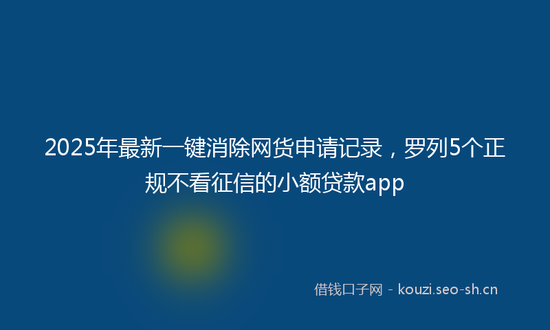2025年最新一键消除网货申请记录，罗列5个正规不看征信的小额贷款app