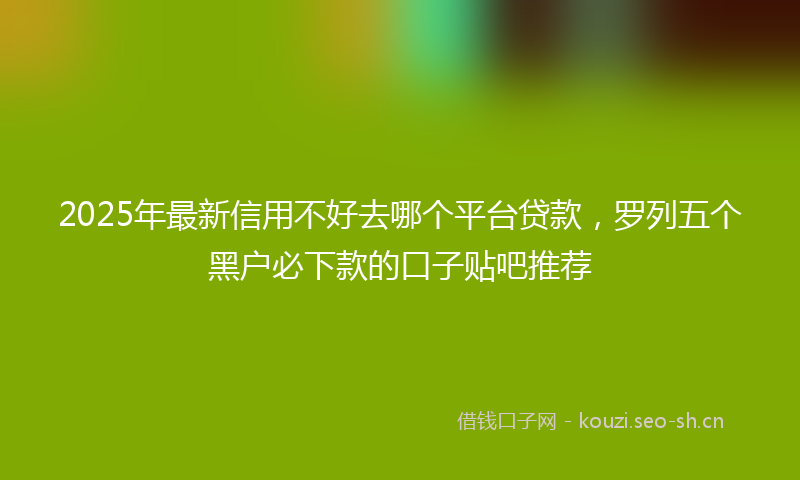 2025年最新信用不好去哪个平台贷款,罗列五个黑户必下款的口子贴吧推荐