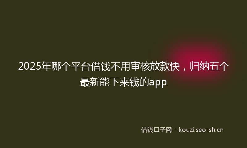 2025年哪个平台借钱不用审核放款快，归纳五个最新能下来钱的app