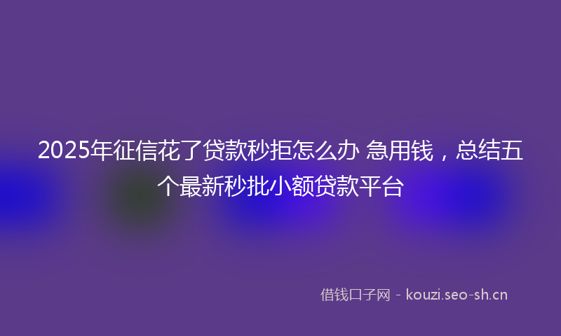 2025年征信花了贷款秒拒怎么办 急用钱，总结五个最新秒批小额贷款平台