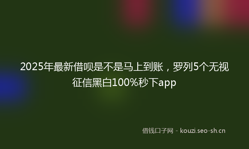 2025年最新借呗是不是马上到账，罗列5个无视征信黑白100%秒下app