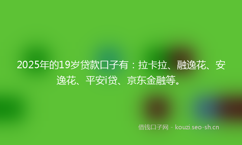 2025年的19岁贷款口子有：拉卡拉、融逸花、安逸花、平安i贷、京东金融等。