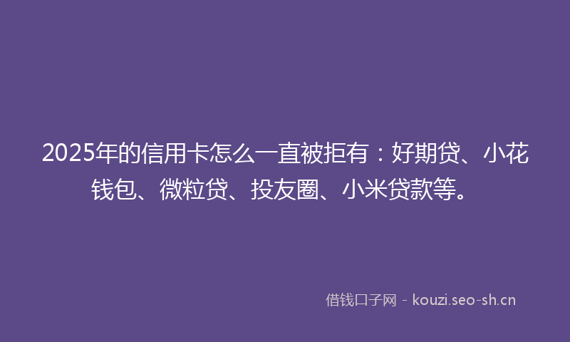 2025年的信用卡怎么一直被拒有:好期贷、小花钱包、微粒贷、投友圈、小米贷款等。