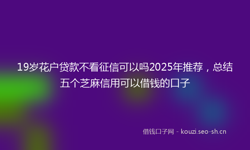 19岁花户贷款不看征信可以吗2025年推荐，总结五个芝麻信用可以借钱的口子