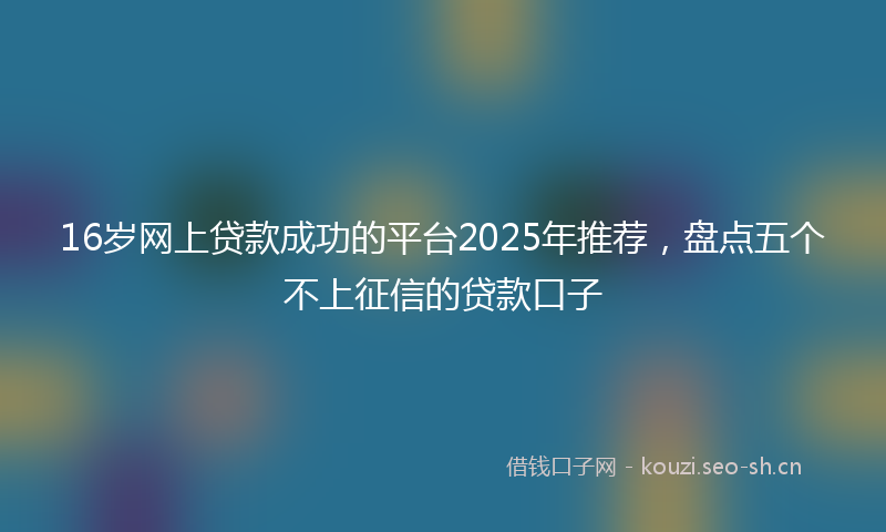 16岁网上贷款成功的平台2025年推荐,盘点五个不上征信的贷款口子