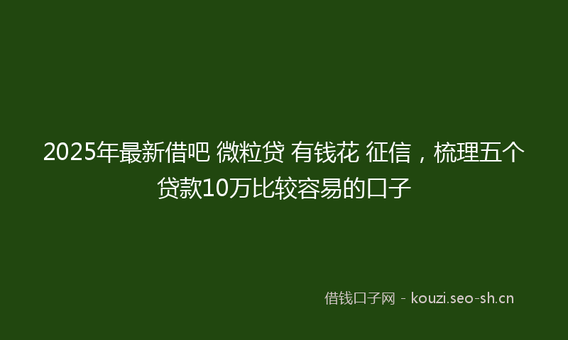 2025年最新借吧 微粒贷 有钱花 征信，梳理五个贷款10万比较容易的口子