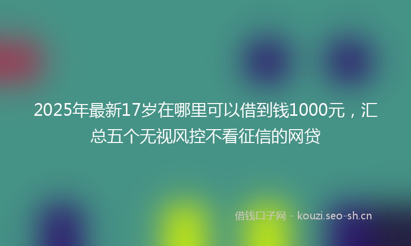 2025年最新17岁在哪里可以借到钱1000元，汇总五个无视风控不看征信的网贷