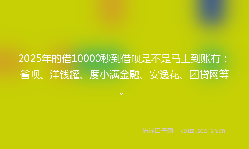 2025年的借10000秒到借呗是不是马上到账有：省呗、洋钱罐、度小满金融、安逸花、团贷网等。