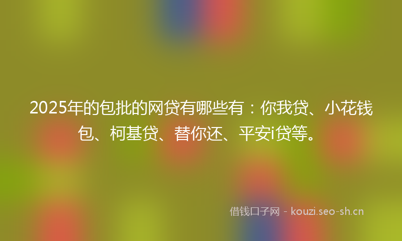 2025年的包批的网贷有哪些有：你我贷、小花钱包、柯基贷、替你还、平安i贷等。