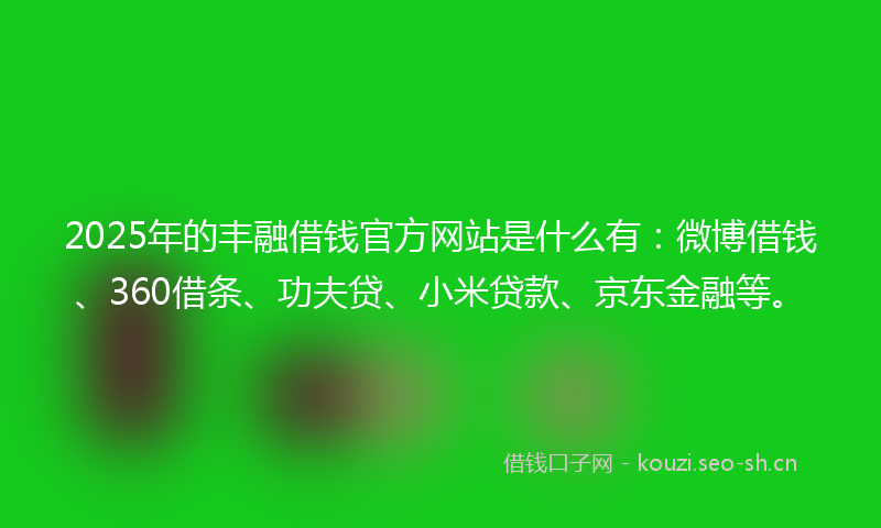 2025年的丰融借钱官方网站是什么有：微博借钱、360借条、功夫贷、小米贷款、京东金融等。