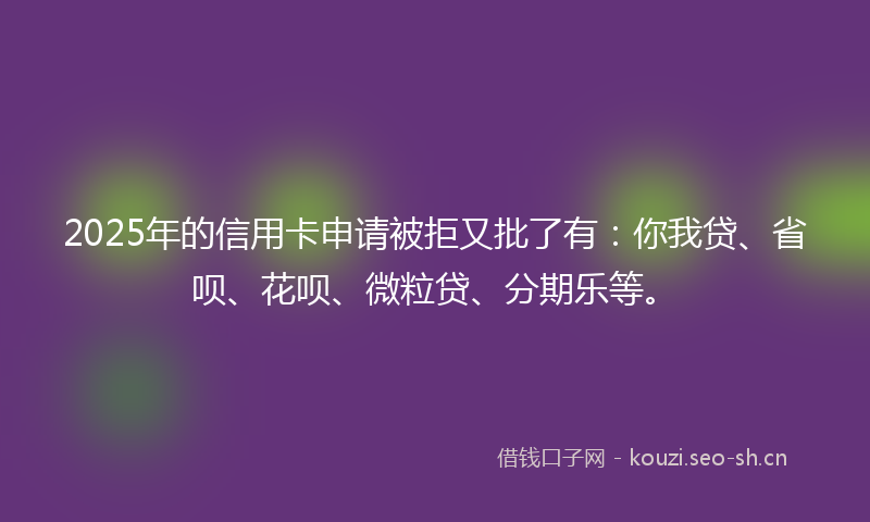 2025年的信用卡申请被拒又批了有：你我贷、省呗、花呗、微粒贷、分期乐等。