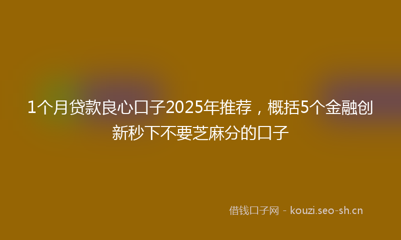 1个月贷款良心口子2025年推荐，概括5个金融创新秒下不要芝麻分的口子
