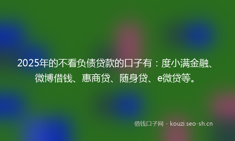 2025年的不看负债贷款的口子有：度小满金融、微博借钱、惠商贷、随身贷、e微贷等。
