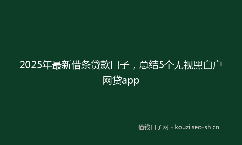 2025年最新借条贷款口子，总结5个无视黑白户网贷app