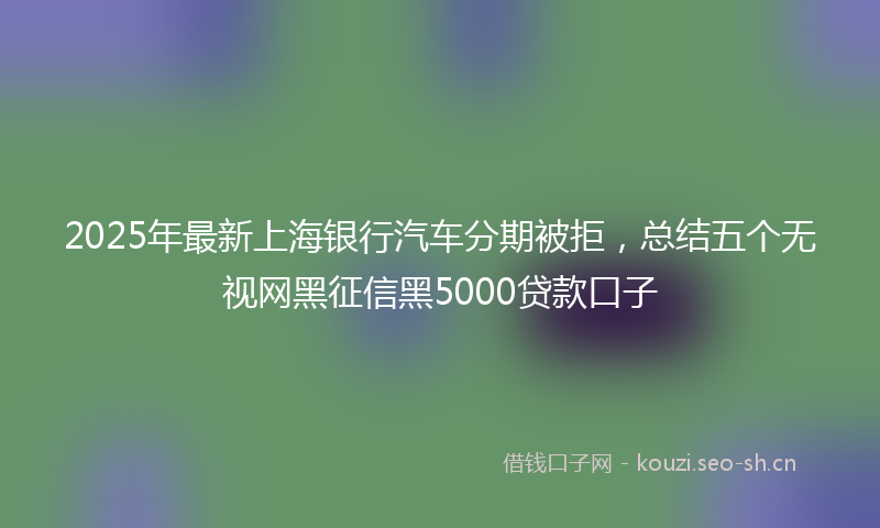 2025年最新上海银行汽车分期被拒，总结五个无视网黑征信黑5000贷款口子