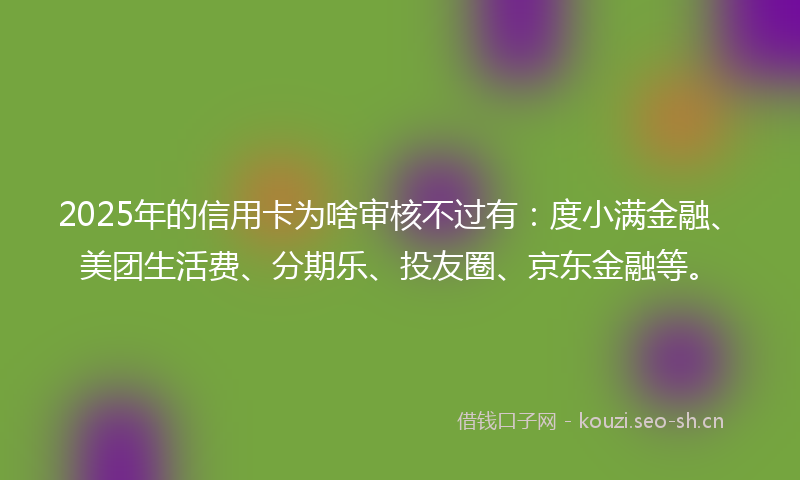2025年的信用卡为啥审核不过有：度小满金融、美团生活费、分期乐、投友圈、京东金融等。