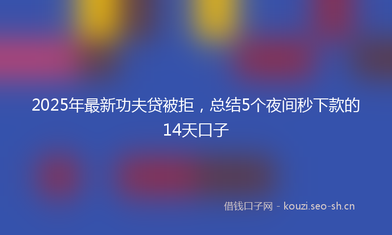 2025年最新功夫贷被拒，总结5个夜间秒下款的14天口子