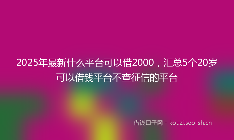 2025年最新什么平台可以借2000，汇总5个20岁可以借钱平台不查征信的平台