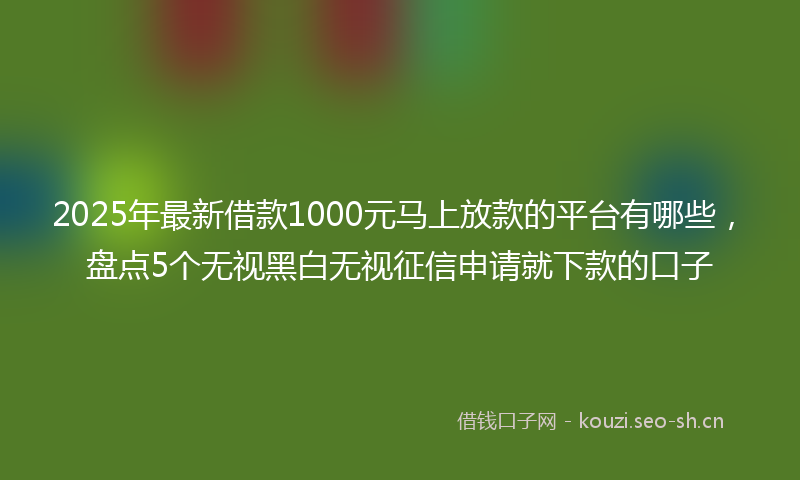 2025年最新借款1000元马上放款的平台有哪些，盘点5个无视黑白无视征信申请就下款的口子