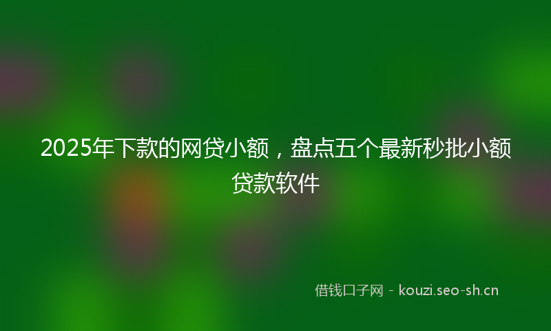 2025年下款的网贷小额，盘点五个最新秒批小额贷款软件
