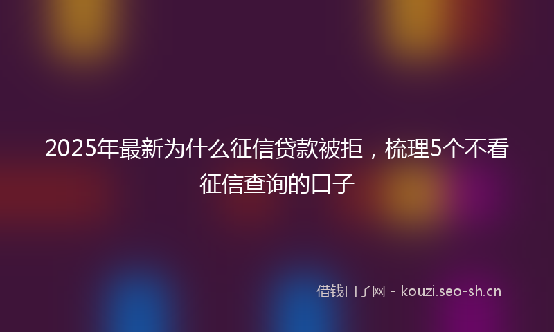 2025年最新为什么征信贷款被拒，梳理5个不看征信查询的口子