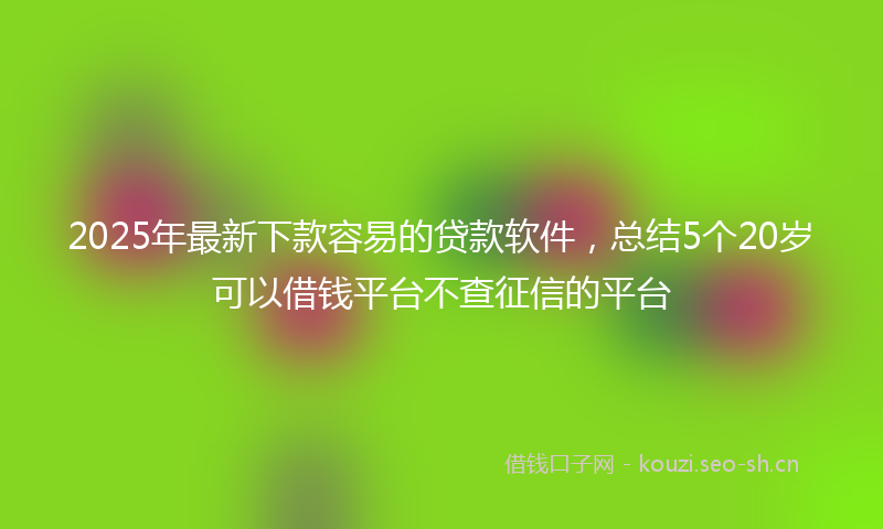 2025年最新下款容易的贷款软件，总结5个20岁可以借钱平台不查征信的平台