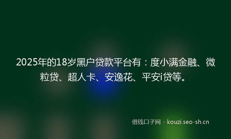 2025年的18岁黑户贷款平台有：度小满金融、微粒贷、超人卡、安逸花、平安i贷等。