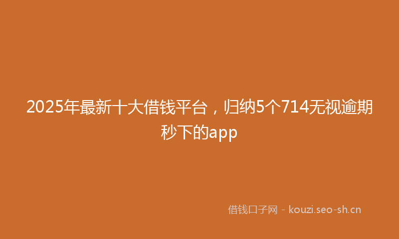 2025年最新十大借钱平台，归纳5个714无视逾期秒下的app
