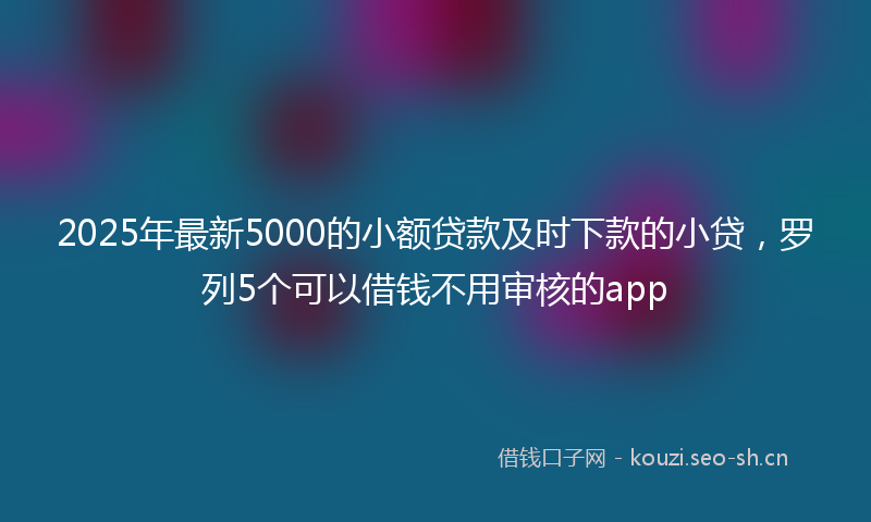 2025年最新5000的小额贷款及时下款的小贷，罗列5个可以借钱不用审核的app