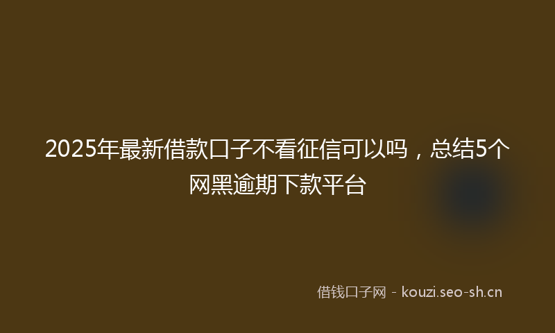 2025年最新借款口子不看征信可以吗，总结5个网黑逾期下款平台