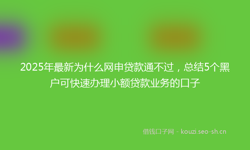 2025年最新为什么网申贷款通不过，总结5个黑户可快速办理小额贷款业务的口子