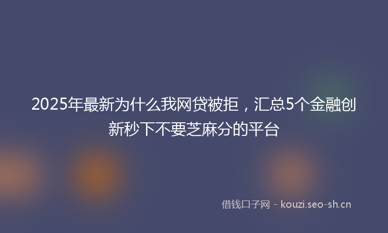 2025年最新为什么我网贷被拒,汇总5个金融创新秒下不要芝麻分的平台