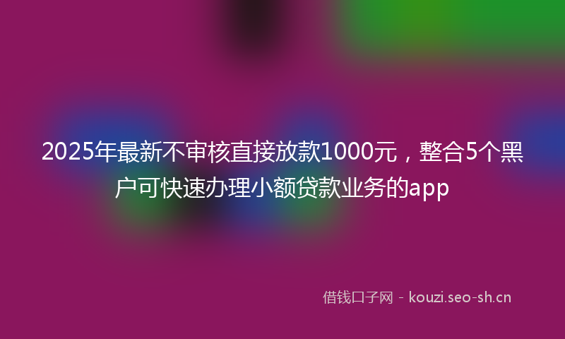 2025年最新不审核直接放款1000元,整合5个黑户可快速办理小额贷款业务的app